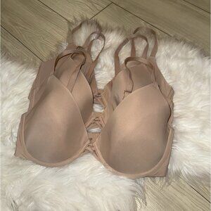 3 Soma Lightly Lined Plunge Bras Underwire Womens 36D Beige
